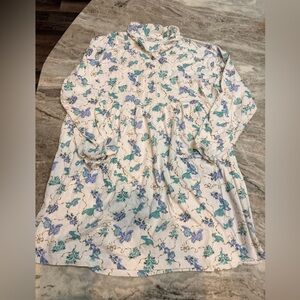 Kathryn Women’s Cotton Nightgown Large Floral Long Sleeve Sleep Dress